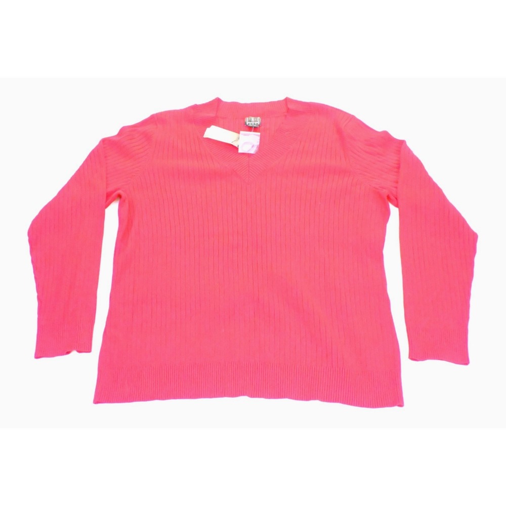 INC International Concepts Vintage 90s Womens 1X Red V Neck Sweater Deadstock